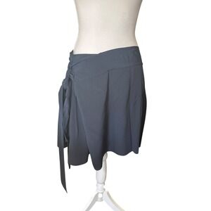 Vanessa Bruno Silk Navy Blue Wrap Skirt Tie Waist Midi Length Size 40 - Large